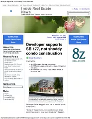 Developer supports SB 177, not shoddy condo constructionhttp://insider