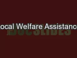 Local Welfare Assistance