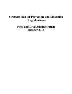 Strategic Plan for Preventing and Mitigating Drug Shortages  Food an