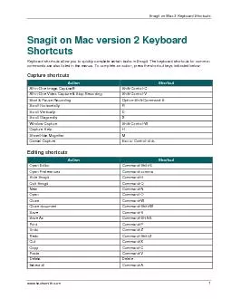 Snagit on Mac 2 Keyboard Shortcuts