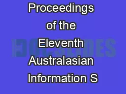 Proceedings of the Eleventh Australasian Information S