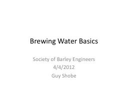 Brewing Water Basics