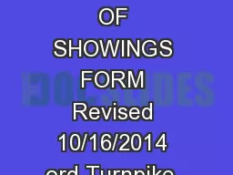DEFERRAL OF SHOWINGS FORM Revised 10/16/2014 ord Turnpike  
