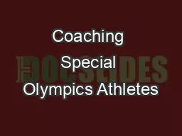 Coaching Special Olympics Athletes