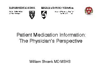 Patient Medication Information: Patient Medication Information: The Ph