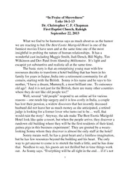 Luke 16:1-13 Dr. Christopher C. F. Chapman  What we find to be humorou