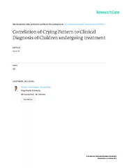 Correlation of Crying Pattern to Clinical Diagnosis of
