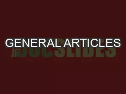 GENERAL ARTICLES