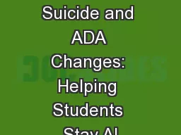 Attempted Suicide and ADA Changes: Helping Students Stay Al