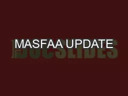 MASFAA UPDATE
