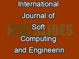 International Journal of Soft Computing and Engineerin
