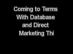 Coming to Terms With Database and Direct Marketing Thi