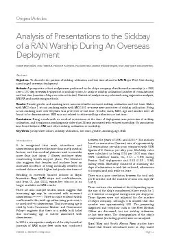 Analysis of Presentations to the Sickbay of a RAN Warship During An Ov