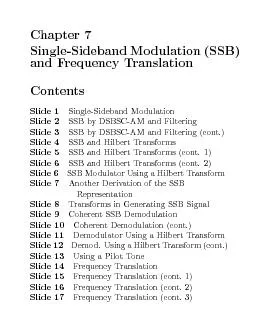 Chapter7Single-SidebandModulation(SSB)andFrequencyTranslationContentsS