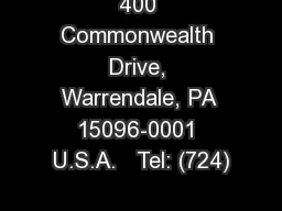 400 Commonwealth Drive, Warrendale, PA 15096-0001 U.S.A.   Tel: (724)