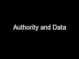 Authority and Data