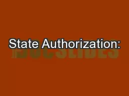 State Authorization: