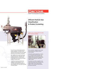 For over 100 years Gericke have earned anHandling for their process kn