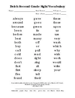 Dolch Second Grade Sight VocabularyName: