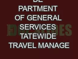 DE PARTMENT OF GENERAL SERVICES TATEWIDE TRAVEL MANAGE