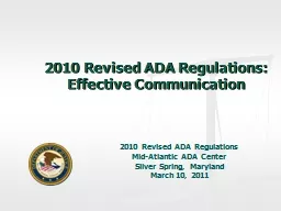 2010 Revised ADA Regulations: