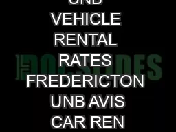 UNB VEHICLE RENTAL RATES FREDERICTON  UNB AVIS CAR REN