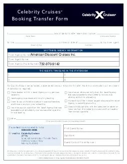 Celebrity Cruises Booking Transfer Form would like to
