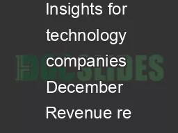 Insights for technology companies December  Revenue re