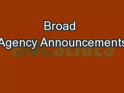 Broad Agency Announcements
