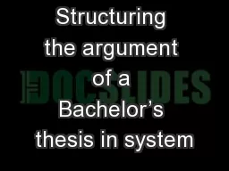 Structuring the argument of a Bachelor’s thesis in system