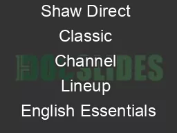 Shaw Direct Classic Channel Lineup English Essentials