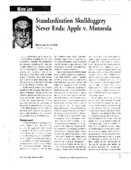 Standardization Skullduggery Never Ends: Apple v. Motorola RICHARD H.
