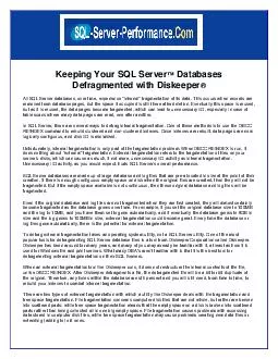 Keeping Your SQL Server Databases Defragmented with Di