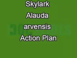 Skylark Alauda arvensis Action Plan