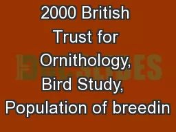 2000 British Trust for Ornithology, Bird Study,  Population of breedin