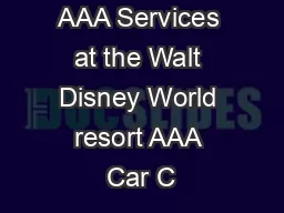 AAA Services at the Walt Disney World resort AAA Car C