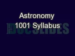 Astronomy 1001 Syllabus