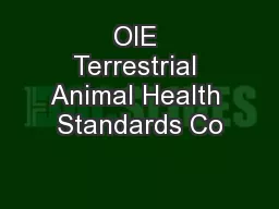 OIE Terrestrial Animal Health Standards Co