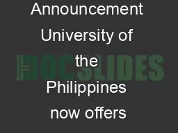 Announcement University of the Philippines now offers