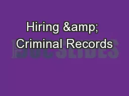 Hiring & Criminal Records