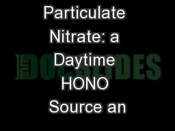 Photolysis of Particulate Nitrate: a Daytime HONO Source an