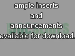 ample inserts and announcements available for download.