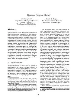 DynamicProgramSlicingHiralalAgratofComputerSciencesPurdueUnivestLafaet