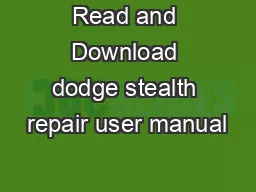 Read and Download dodge stealth repair user manual