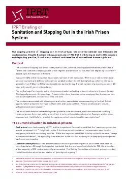Sanitation and Slopping Out in the Irish Prison System