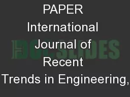 RESEARCH PAPER International Journal of Recent Trends in Engineering,