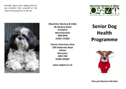 Senior Dog Health Programme MacArthur Barstow  Gibbs a
