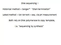 DNA sequencing I