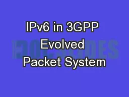IPv6 in 3GPP Evolved Packet System