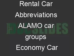 Rental Car Abbreviations ALAMO car groups Economy Car